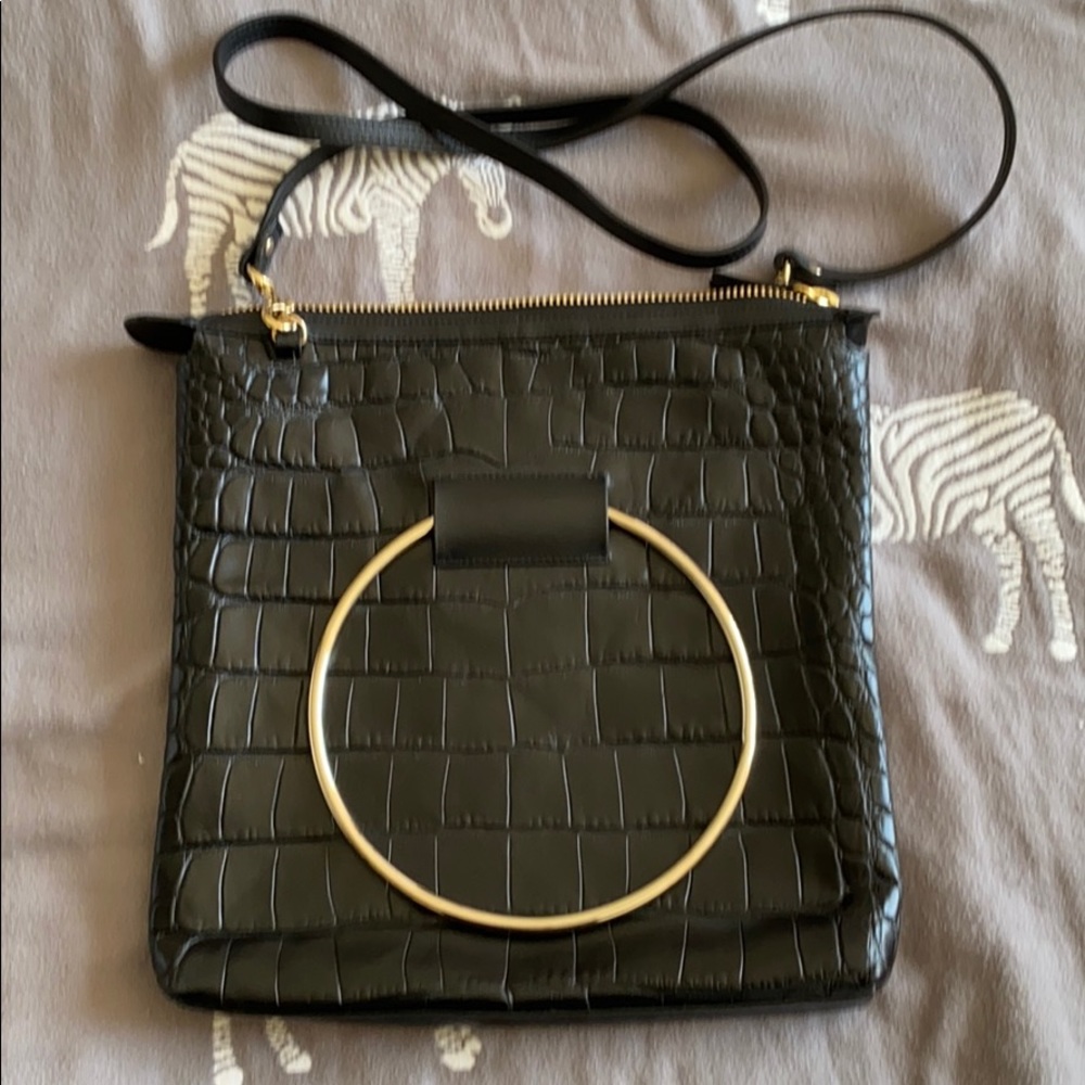 little liffner ring square leather tote / pouch